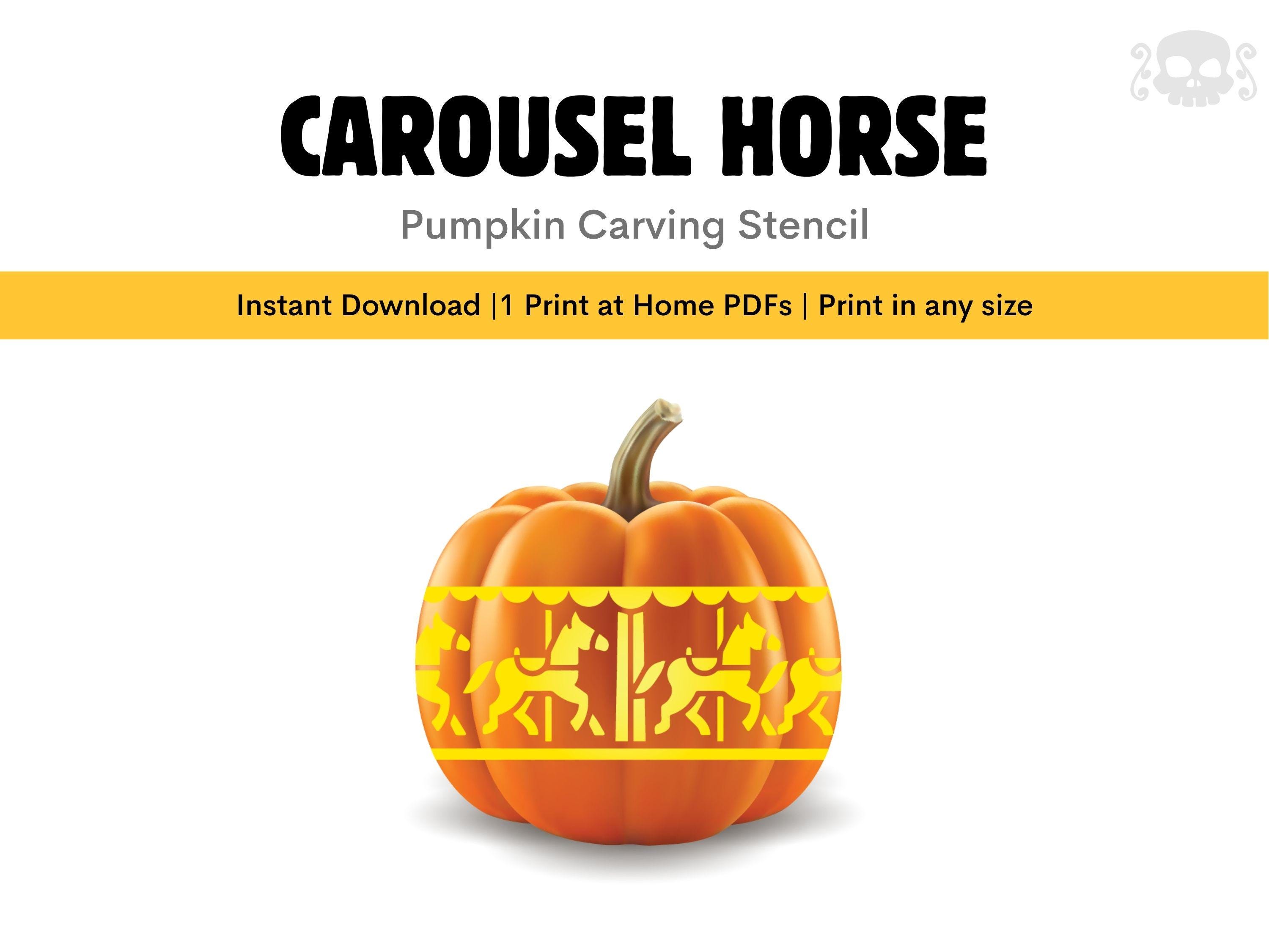 Carousel Horse Pumpkin Stencil: Circus, Carnival Halloween Template…