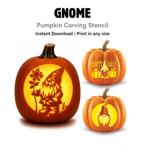 Gnome Pumpkin Carving Stencil: Woodland Halloween Design (Instant Download)
