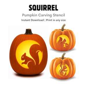 SQUIRREL Pumpkin Stencil: Cute Halloween Animal Pattern Template (Instant Digital Download)