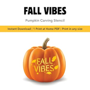 Fall Vibes Pumpkin Stencil: Fall Halloween Carving Template, Pattern Designs (Instant Download)