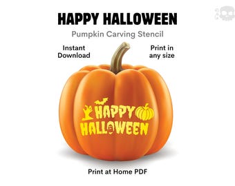 Happy Halloween Pumpkin Stencil: Easy Template Pattern Designs (Instant Download)
