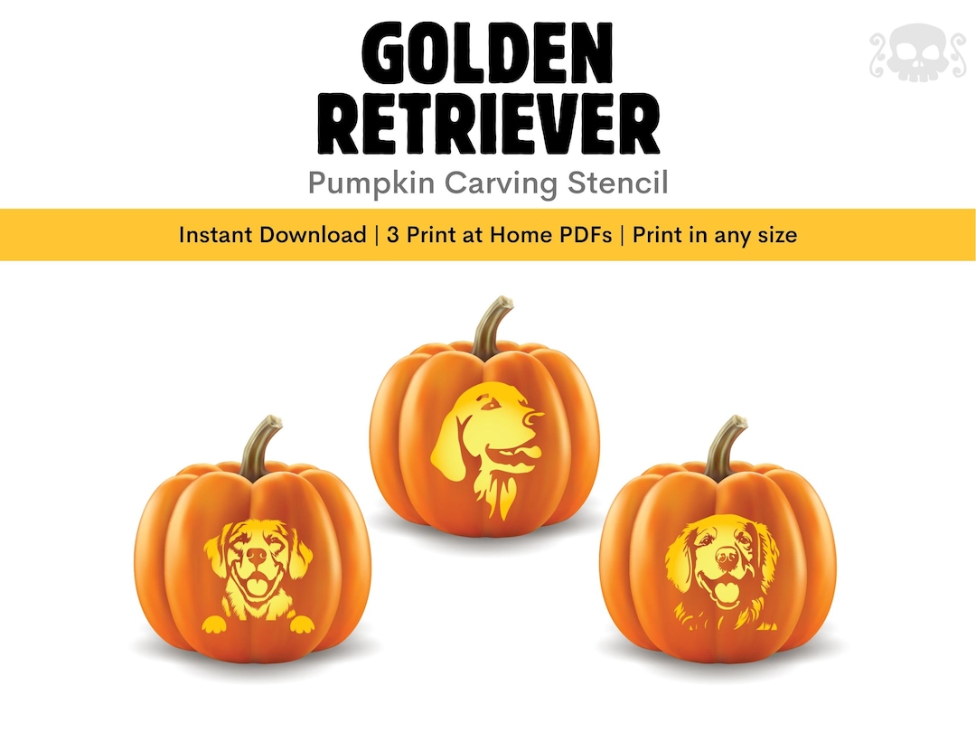 Golden Retriever Pumpkin Stencil: Cutest Halloween Dog Carving Template ...