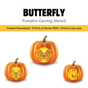 Butterfly Pumpkin Carving Stencil: Easy Fall Halloween Template (Digital Download)