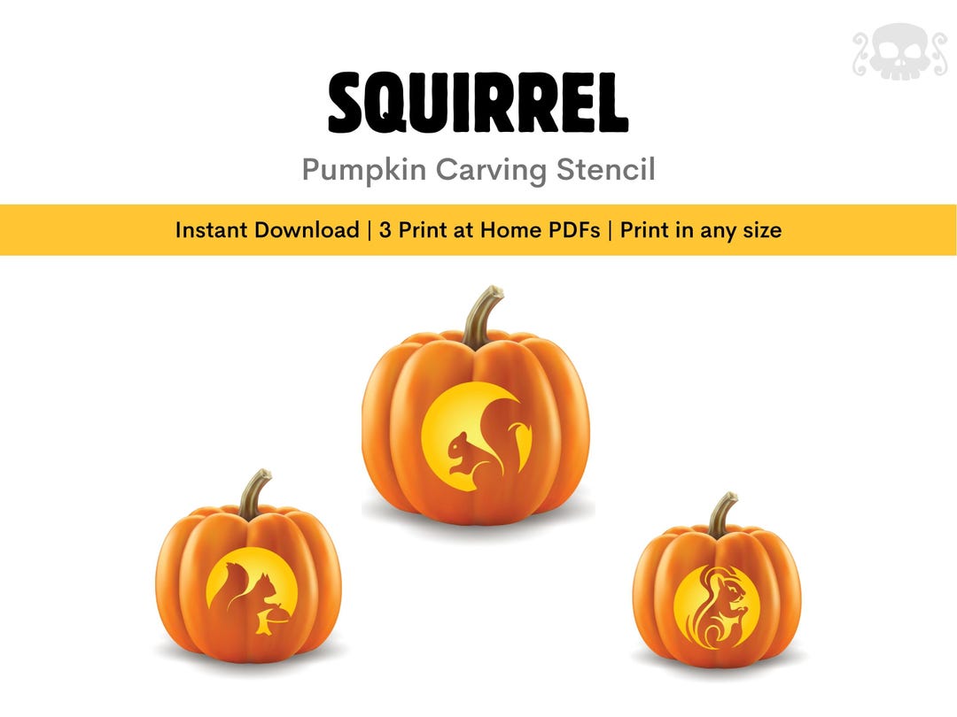 SQUIRREL Pumpkin Stencil Cute Halloween Animal Pattern Template