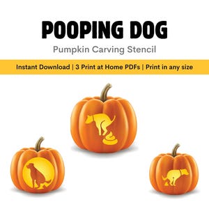 Pooping Dog Pumpkin Stencil: Funny Templates for Pet Dog Owners/lovers ...