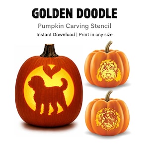 Golden Doodle Pumpkin Stencil: Trending Printable Halloween Carving Template Patterns (Instant Download)