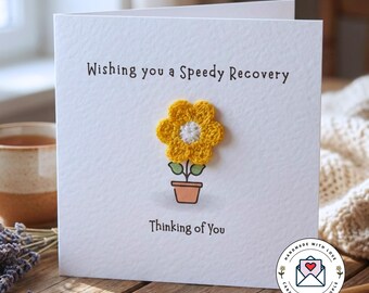 Handmade Get Well Card Crochet Daisy Flower