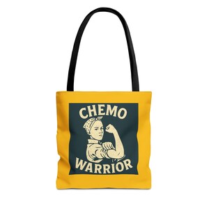 Chemo Warrior Tote Bag I Empowering Cancer Fighter Gift, Inspirational Bag for Support, Chemo Awareness, Cancer Survivor Tote