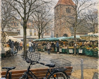 Impresión artística de la Plaza del Mercado de Heidelberg (descarga digital)