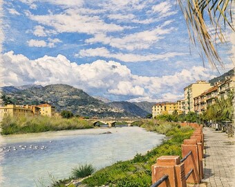 Impresión artística del Paseo del Río Ventimiglia – Descarga digital
