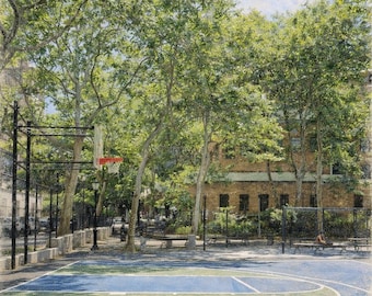 Impresión artística de la cancha de baloncesto del parque de la ciudad de Nueva York (descarga digital)