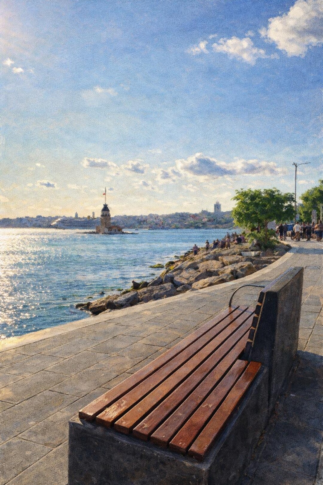 Istanbul Seaside Bench Art Print – Digital Download - Etsy