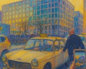 Impresión artística de una noche de taxis en Berlín (descarga digital)