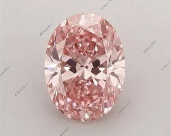 Diamante rosa fantasia da 2,8+ carati – Taglio ovale, purezza VVS, scintillio rosa cipria