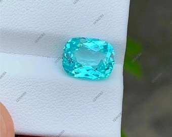 Ocean Flame – Tormalina Paraiba naturale da 10+ ct, pietra preziosa blu neon taglio cuscino