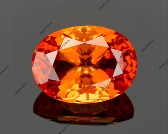Zaffiro arancione pesca da 8,2 ct: pietra preziosa di Ceylon taglio ovale