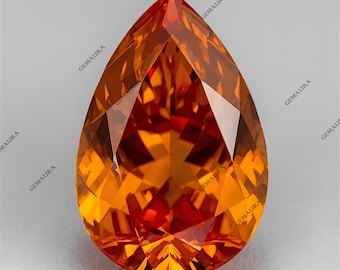 Pietra preziosa di zaffiro arancione di Ceylon da 9,6 ct - taglio a pera (8 x 11 mm)