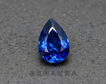 Zaffiro blu naturale da 11+ ct, taglio a pera, pietra preziosa blu oceano intenso