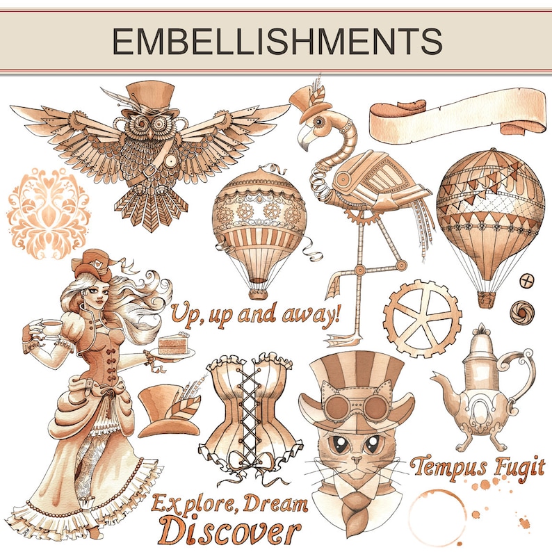 Steampunk Digital Scrapbook Kit Printable Papers Card Etsy UK Steampunk Digital Scrapbook Kit Printable Papers Card Etsy UK