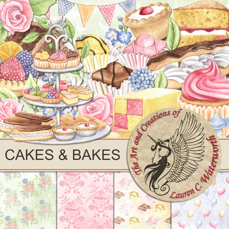 cake-clipart-digital-scrapbook-kit-printable-card-making-etsy