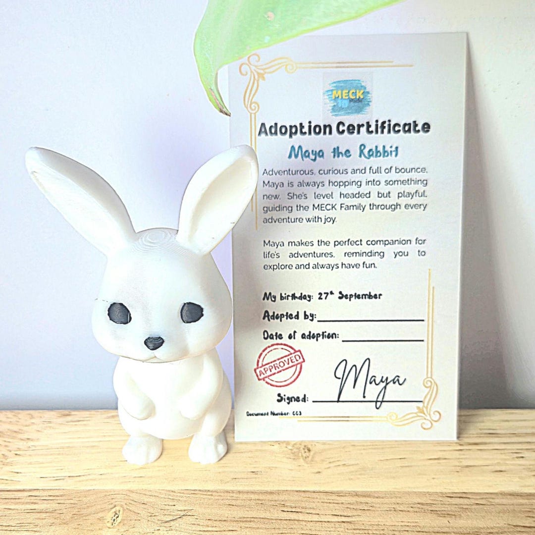 Maya Daily Rabbit Maya the Rabbit – Collectible MECK Family Desk Buddy With Adoption ...