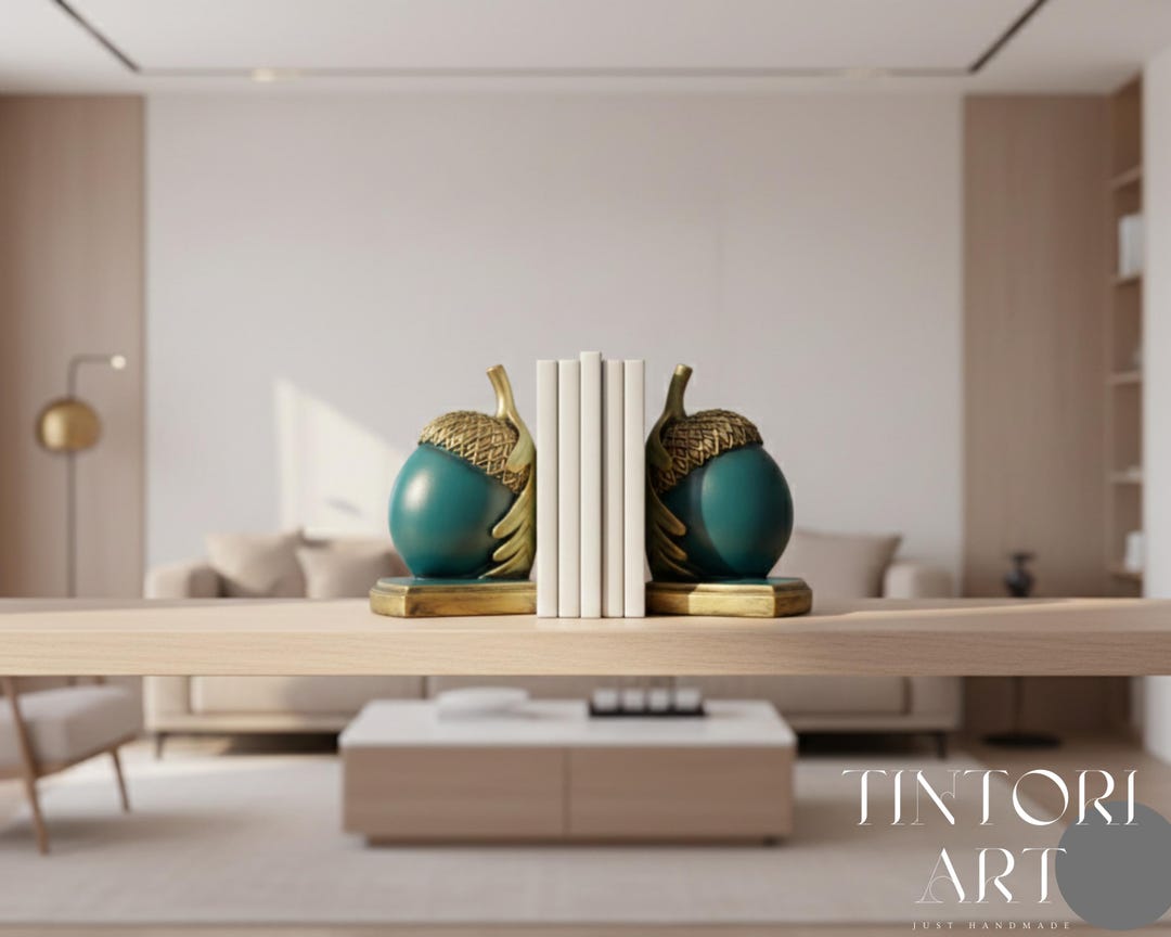 Acorn Bookend Sculpture – Handmade Hand Painted Decorative Book Holder ...