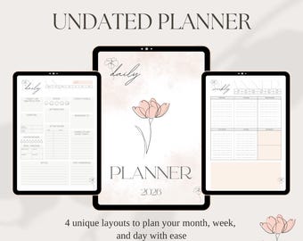 Pastel Undated Planner: Minimalist Monthly, Weekly, Daily Schedule (PDF Printable or Digital Download)