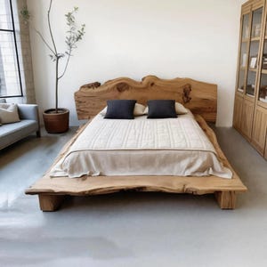 Minimalist Live Edge Headboard for Rustic Modern Bedroom