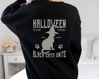 Halloween Cat Sweatshirt: Witch Black Cat Pullover - Spooky Season