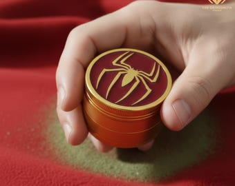 Gold Spider Edition Herb Grinder | Compact Four-Layer Zinc Alloy Crusher with Diamond Teeth & Sleek Lacquer Finish for Bold Herb Grinding