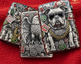 Metal Eagle, Bulldog and Cat Zippo Lighters | Windproof Collectible Set for Everyday Carry, Boutique Gifting and Character-Driven Styling