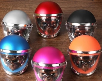 Skull Helmet Metal Herb Grinder 4 Layer With Sharp Teeth Magnetic Lid And Pollen Catcher – Unique Gothic Grinder Gift For Men Or Collectors