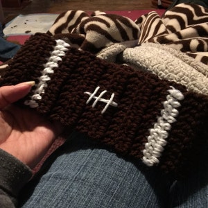 Crochet football ear warmers