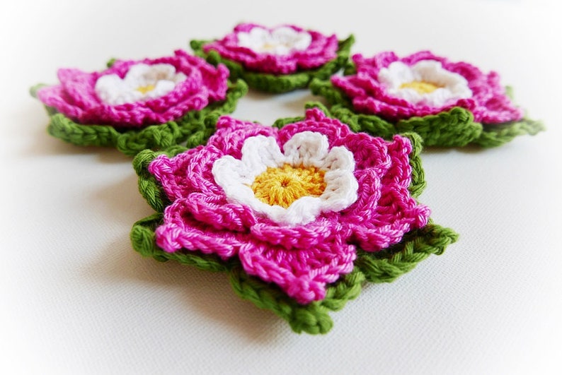 Set of Two Adelie Crochet Flower image 2