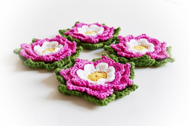 Set of Two Adelie Crochet Flower image 3