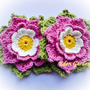 Set of Two Adelie Crochet Flower image 4