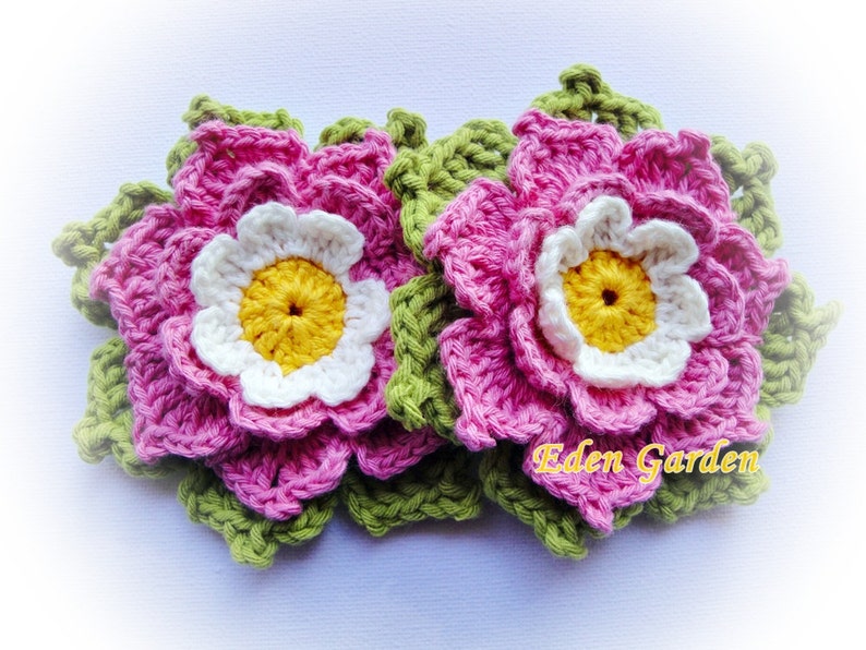 Set of Two Adelie Crochet Flower image 4