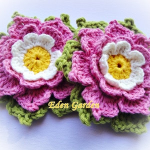 Set of Two Adelie Crochet Flower image 1