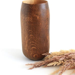 Handcrafted Oak Wood Vase for Dried Flowers