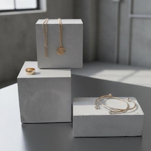 Geometric Concrete Display Plinths: Large Cube Product Photo Prop