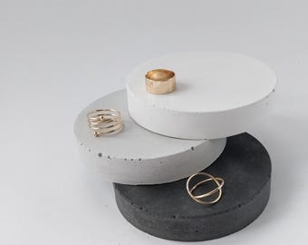 Concrete Jewellery Display Riser | Minimalist Cylinder Tray for Retail Styling & Product Photography
