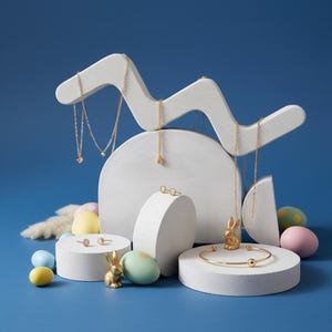 Ensemble de décoration géométrique en béton – 4 formes d'accessoires photo et de présentoirs à bijoux | Décoration minimaliste