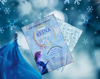Frozen Birthday Invitation: Anna & Elsa Party, Editable Canva Template (Digital)