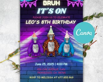 Invito di compleanno Gorilla Tag: festa con videogiochi VR (download digitale)