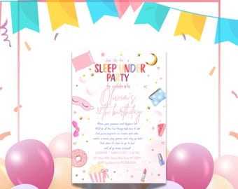 Invito di compleanno Sleep Under: festa in spa rosa e viola (digitale)
