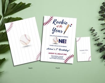 Invito per il primo compleanno del campione di baseball dell'anno (modello Canva)