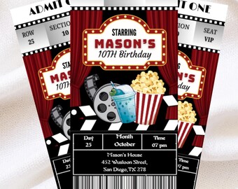 Movie Ticket Birthday Invitation: Cinema Party Theme (Digital Download)
