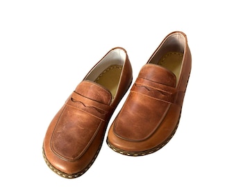 Mocassins pieds nus en cuir pour hommes : chaussures bordeaux Grounding Zero Drop