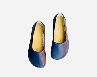 Handmade Leather Earthing Shoes: Women's Barefoot Ballet Flats