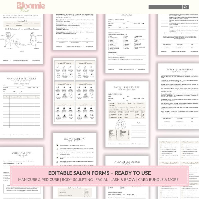 Beauty Salon Forms Bundle: Aftercare Cards, Client Forms (canva ...